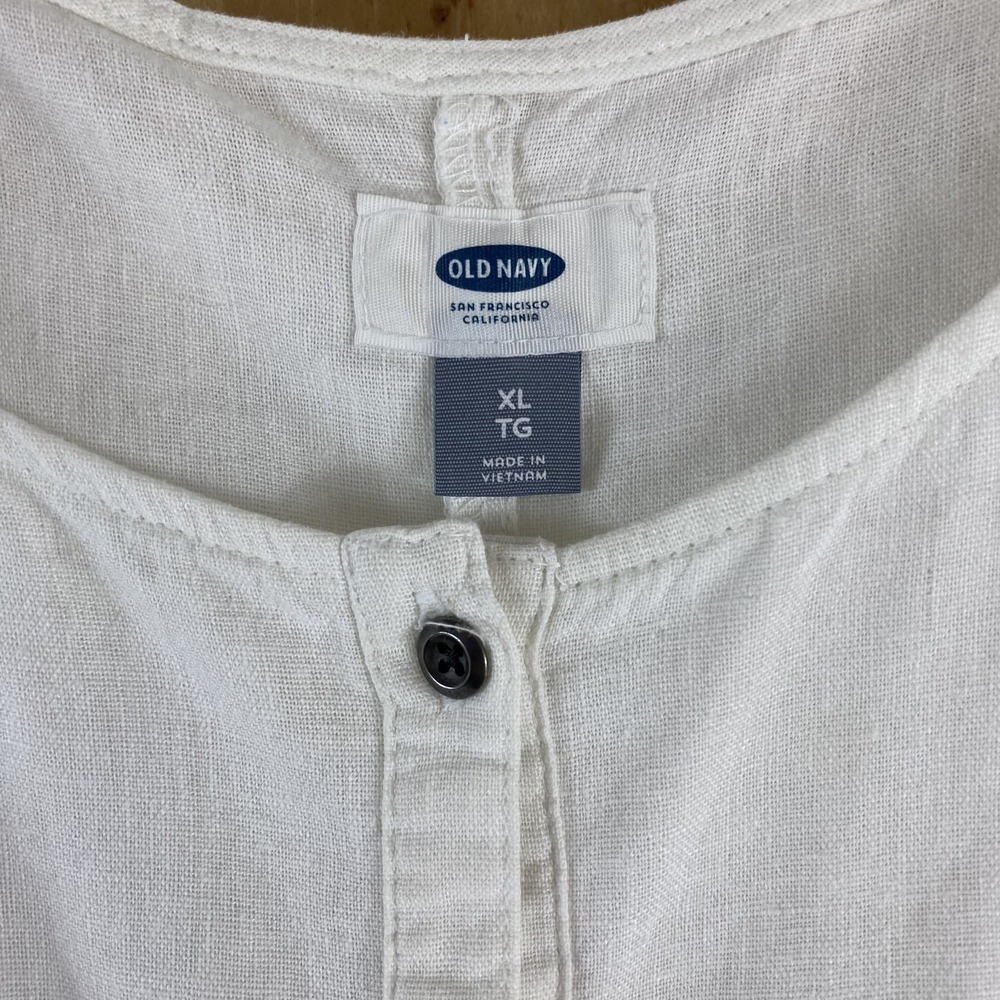 2/$30 Old Navy Midi Sun Dress Sz XL White Button Front Linen Blend Resort Beachy - Picture 6 of 11